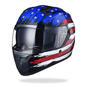 TheLAShop Helmet RUN-F Full Face Helmet Dual Visor DOT US Flag, M(57-58cm) Image