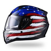 TheLAShop Helmet RUN-F Full Face Helmet Dual Visor DOT US Flag, XXL(63-64cm) Image