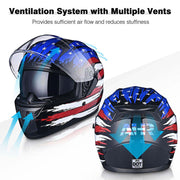 TheLAShop Helmet RUN-F Full Face Helmet Dual Visor DOT US Flag Image