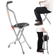 TheLAShop Folding Cane Seat 4 Legged Lightweight Stainless Steel Support 240lbs Image