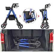 TheLAShop Rollator Aluminum Walker with Seat Back Support 450lbs 8" Casters Image