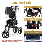 TheLAShop One-Hand Fold Rollator Walker with Footrest Seat Back&Armrest Image