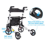 TheLAShop Upright Walker with Seat Stand Up Rollator Bi-Folding Brakes Image