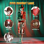 TheLAShop 5.4ft Skeleton with Cowboy Costumes Halloween Props Image