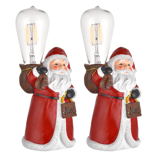 TheLAShop Resin Santa Figurine with Edison Bulb 10" Battery Operated 2ct/pk