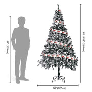 TheLAShop 7.5ft Frosted Christmas Tree with Ribbon & Stand Image