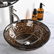 TheLAShop 16" Antique Totem Circular Tempered Glass Vessel Bathroom Sink Image