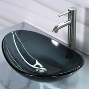 TheLAShop Gray Tempered Glass Bathroom Sink Oval 22x14" Image