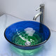 TheLAShop Blue Green Tempered Glass Bathroom Sink Round 17" Image