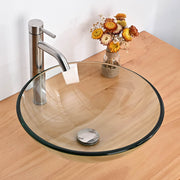 TheLAShop 16 inch Glass Vessel Sink Round Bathroom Vanity Basin Image