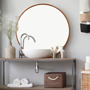 TheLAShop Framed Bathroom Mirror Wall Round Wood-Texture Image