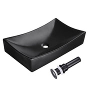 TheLAShop Black Rectangle Vessel Sink with Popup Drain 26x16" Image