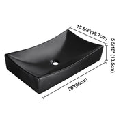 TheLAShop Black Rectangle Vessel Sink with Popup Drain 26x16" Image