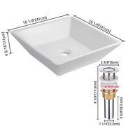 TheLAShop 16" Square Porcelain Sink Vanity Vessel & Drain Image