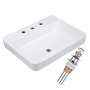 TheLAShop Drop-in Sink Porcelain Overflow w/ Drain & Tray 23x18" Image