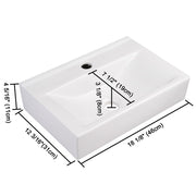 TheLAShop Wall Mount Sink with Drain & Tray Rectanglar 18x12 Image