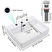 TheLAShop 3-Hole Bathroom Sink Overflow & Pop Up Drain 20"x16" Image