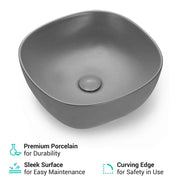 TheLAShop 16 inch Vessel Sink with Pop Up Drain Gray Image