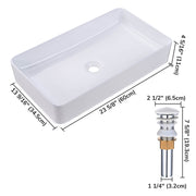 TheLAShop Bathroom Rectangular Porcelain Sink w/ Drain 23x13" Image