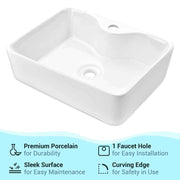 TheLAShop White Vessel Sink Ceramic Raised Sink 19x15 Image