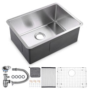 TheLAShop 25" R15 Undermount Kitchen Sink with Strainer T-304 Steel Image