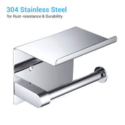 TheLAShop Toilet Roll Holder with Shelf Wall Mounted Stainless Steel Image