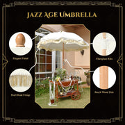 TheLAShop 6 ft 8-Rib Wood Porch Umbrella Tilt Jazz Age, Gold Tassel Image