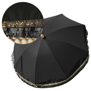 TheLAShop 6 ft 8-Rib Umbrella Canopy with Tassel Sequin Jazz, Black+Black Sequin Image