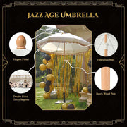 TheLAShop 6 ft 8-Rib Wood Porch Umbrella Tilt, Gold Sequin Image