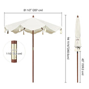 TheLAShop 7 ft 8-Rib Wood Patio Umbrella with Fringe Boho 5-10yr Image