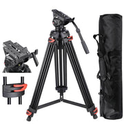 TheLAShop Pro Camera Tripod Kit Video Tripod 71" 3-Stage w/ Fluid Head Image