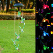 TheLAShop Hummingbird Solar Powered LED Light Wind Chime Image