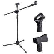 TheLAShop Mic Stand Boom Arm Dual Mic Mounts Height 2'8" to 5'11" Image