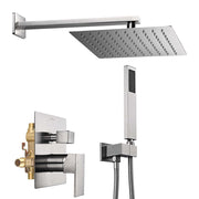 TheLAShop Rain Shower Head Handheld Combo with Valve 2.5GPM Square, Brushed Nickel Image