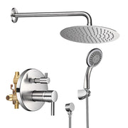 TheLAShop Rain Shower Head Handheld Combo with Valve 2.5GPM Round, Brushed Nickel Image